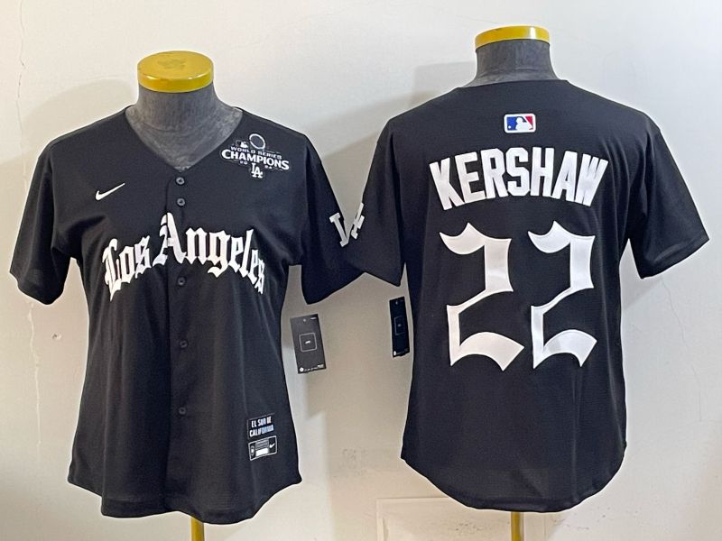 Women Los Angeles Dodgers #22 Kershaw Black 5th Jointly Name 2026 Nike MLB Jersey style 09->women mlb jersey->Women Jersey